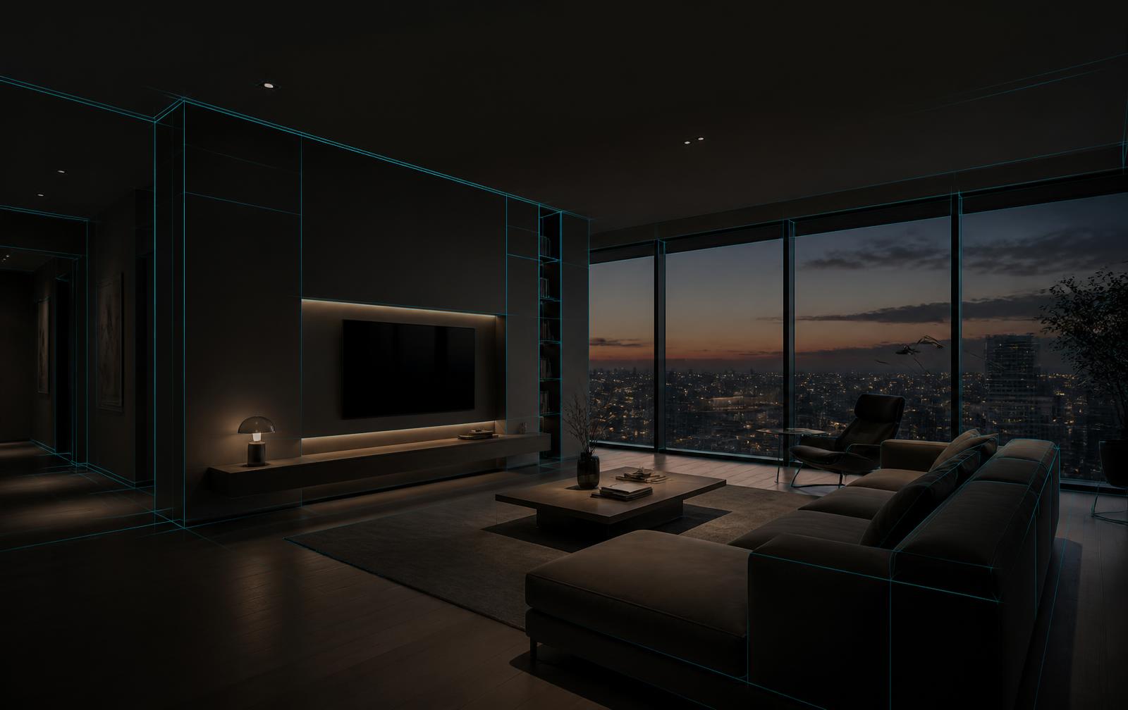 Conceptual apartment interior used to demonstrate an interactive property experience